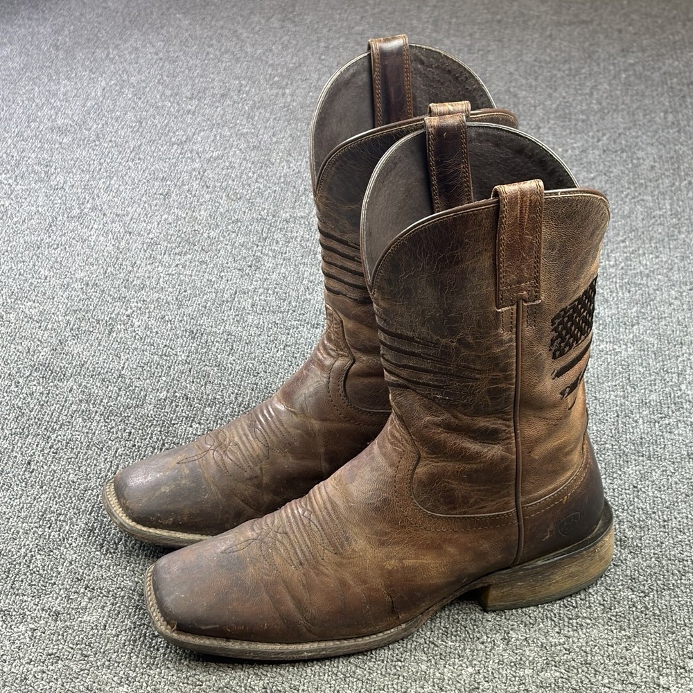 Ariat Patriot Western Boots Brown Leather American Flag Men's Size 11 D 10029699
